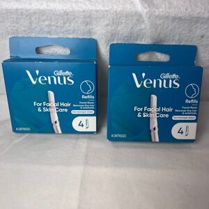 Gillette Venus Facial Hair & Skin Care Refill Cartridges 4 Count 2 Pack 8 Total